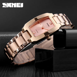SKMEI - 1400 - Women Stainless Steel Rectangle Dial Elegant Watch - rose gold image 1