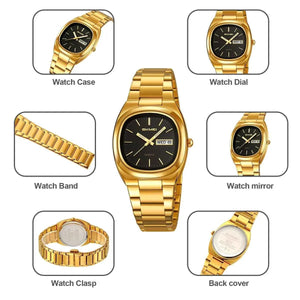 SKMEI 2420 Unisex Analog Quartz Day-Date Watch - Gold/Black