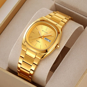 SKMEI 2420 Unisex Analog Quartz Day-Date Watch - Gold/Gold image 1