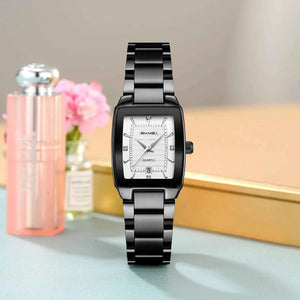 SKMEI 2578 Elegant Golden Ladies Steel Watch - Black