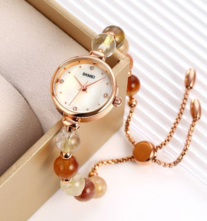 SKMEI - 1983 - Women Bracelet Design Stainless Steel Watch - coffee image 0