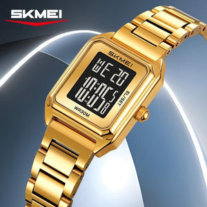 SKMEI - 2493 - Women Digital Stainless Steel Watch - gold/black image 1