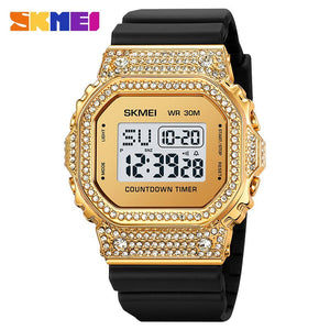 Skmei – 2000 – Women Luxury Diamond Digital Watch - Gold image 0