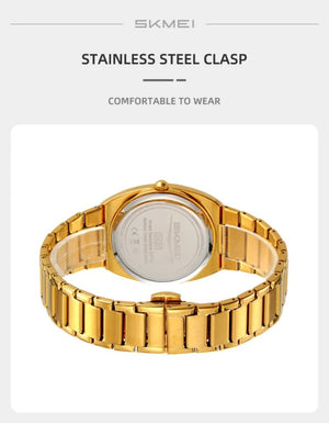 SKMEI 2420 Unisex Analog Quartz Day-Date Watch - Gold/Gold image 3