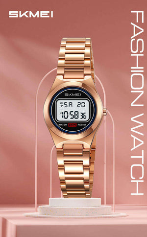 SKMEI - 2334 - Women Digital Stainless Steel Watch - rose gold image 3