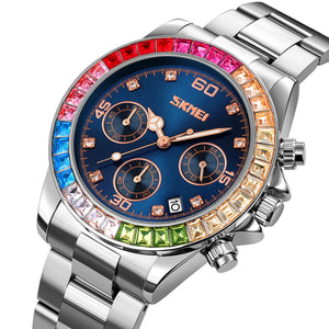 Skmei - 9367 - Colorful Fashion Luminous Hands Waterproof Quartz Unisex Watch - Silver/Blue image 0