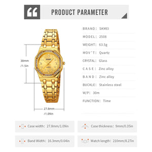 SKMEI - 2508 - Women Stainless Steel Luxury Watch - gold image 4
