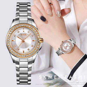 SKMEI - 1534 - Women Water Resistant Diamond Quartz Watch - rose gold/silver image 6