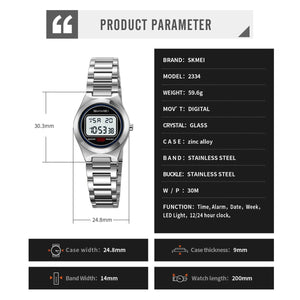 SKMEI - 2334 - Women Digital Stainless Steel Watch - silver image 4