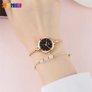 SKMEI - 1805 - Women Stainless Steel Quartz Waterproof Bracelet - black image 3