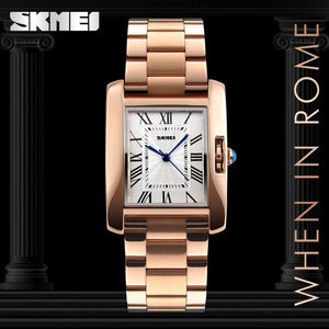 SKMEI - 1284 - Women Rectangle Dial Roman Numeric Index Watch - rose gold image 1