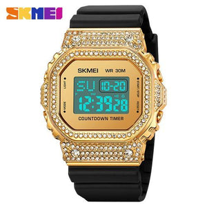 Skmei – 2000 – Women Luxury Diamond Digital Watch - Gold image 2