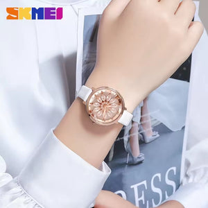 Skmei - 2268 - Women Rotating Flower - White image 3
