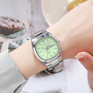 SKMEI 2420 Unisex Analog Quartz Day-Date Watch - silver/green image 2