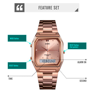 Skmei - 2258 - Dual Time Watch - RoseGold image 2