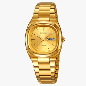 SKMEI 2420 Unisex Analog Quartz Day-Date Watch - Gold/Gold image 2