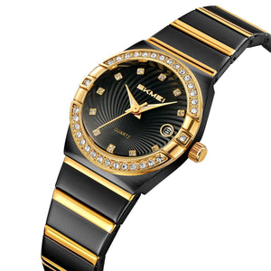 Skmei - 2342 - Women Stainless Steel Quartz - black/gold image 1
