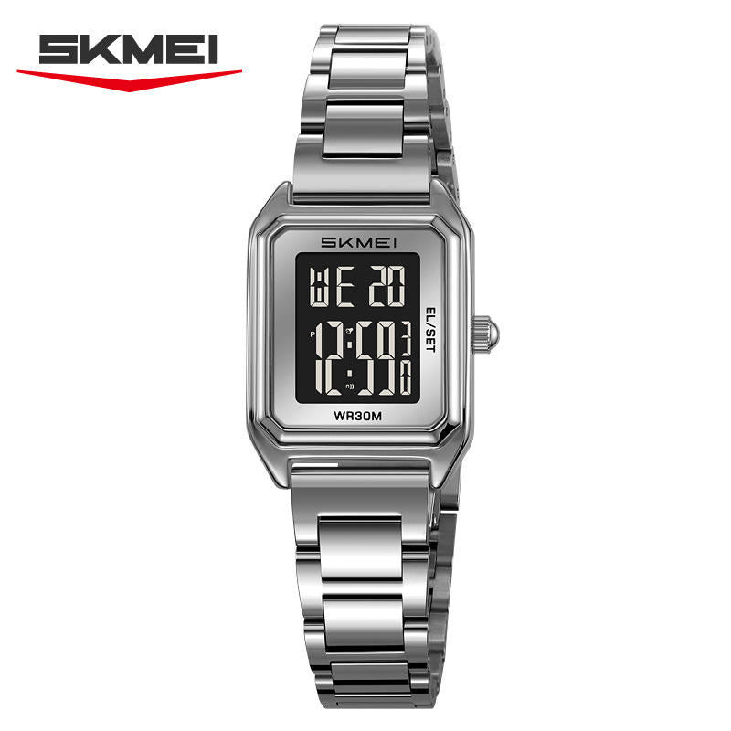 SKMEI - 2493 - Women Digital Stainless Steel Watch - silver/black image 2