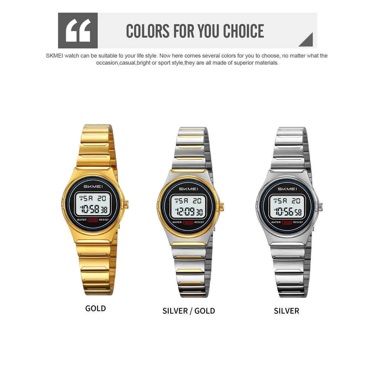 Skmei – 2338 – Women Digital Display Watch – Silver image 5