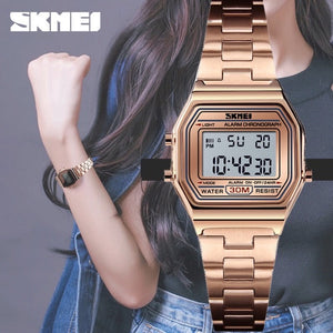 Skmei 1415 - Women Digital Stainless Steel Water Resistant - rose gold image 4
