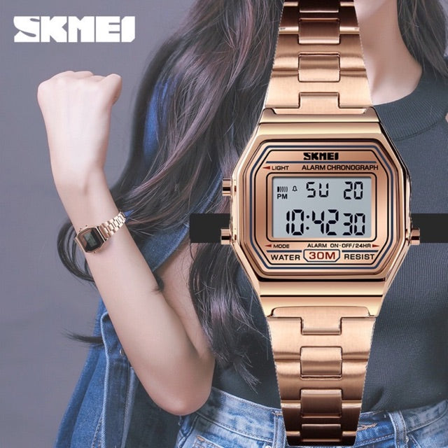 Skmei 1415 - Women Digital Stainless Steel Water Resistant - rose gold image 4