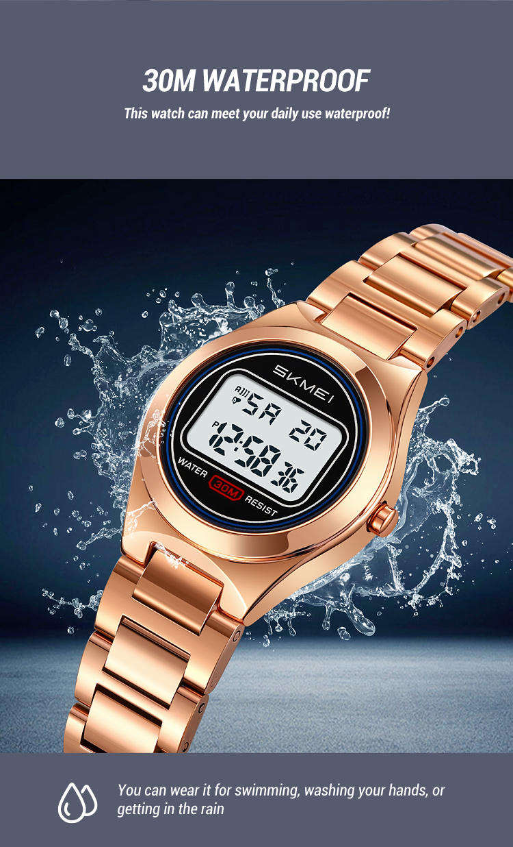 SKMEI - 2334 - Women Digital Stainless Steel Watch - rose gold image 1