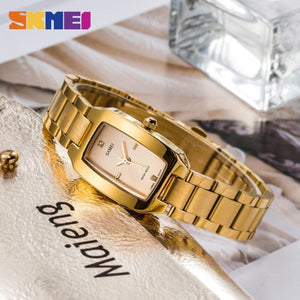 SKMEI - 1400 - Women Stainless Steel Rectangle Dial Elegant Watch - gold image 2