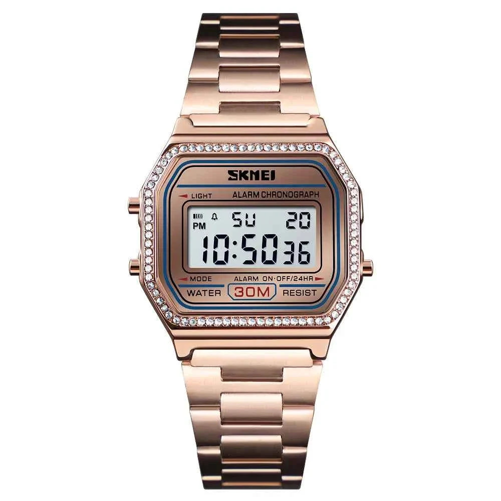 SKMEI 1474 Women Digital Stainless Steel Elegant Watch - RoseGold