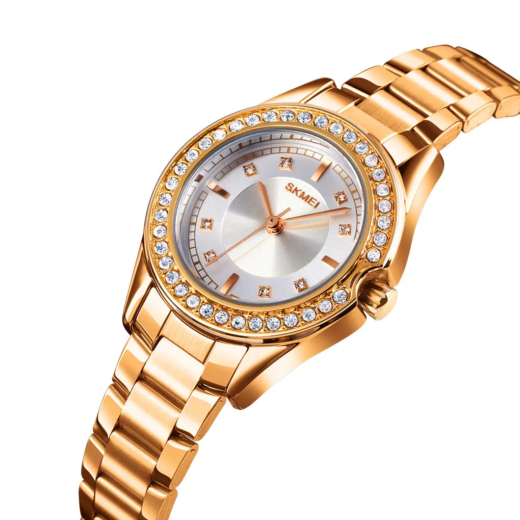 SKMEI 1534 Women Elegant Quartz Stainless Steel Watch - Gold