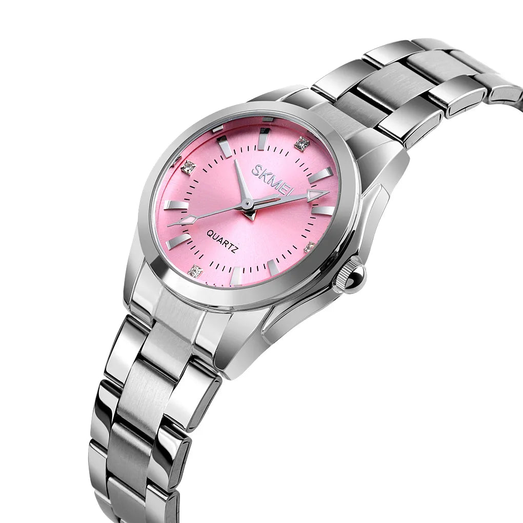 SKMEI 1620 Women Elegant Quartz Watch - Silver/Pink