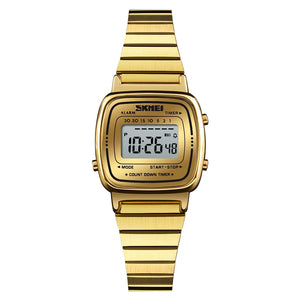SKMEI 1901 Women Slim Retro Digital Watch - Gold Steel