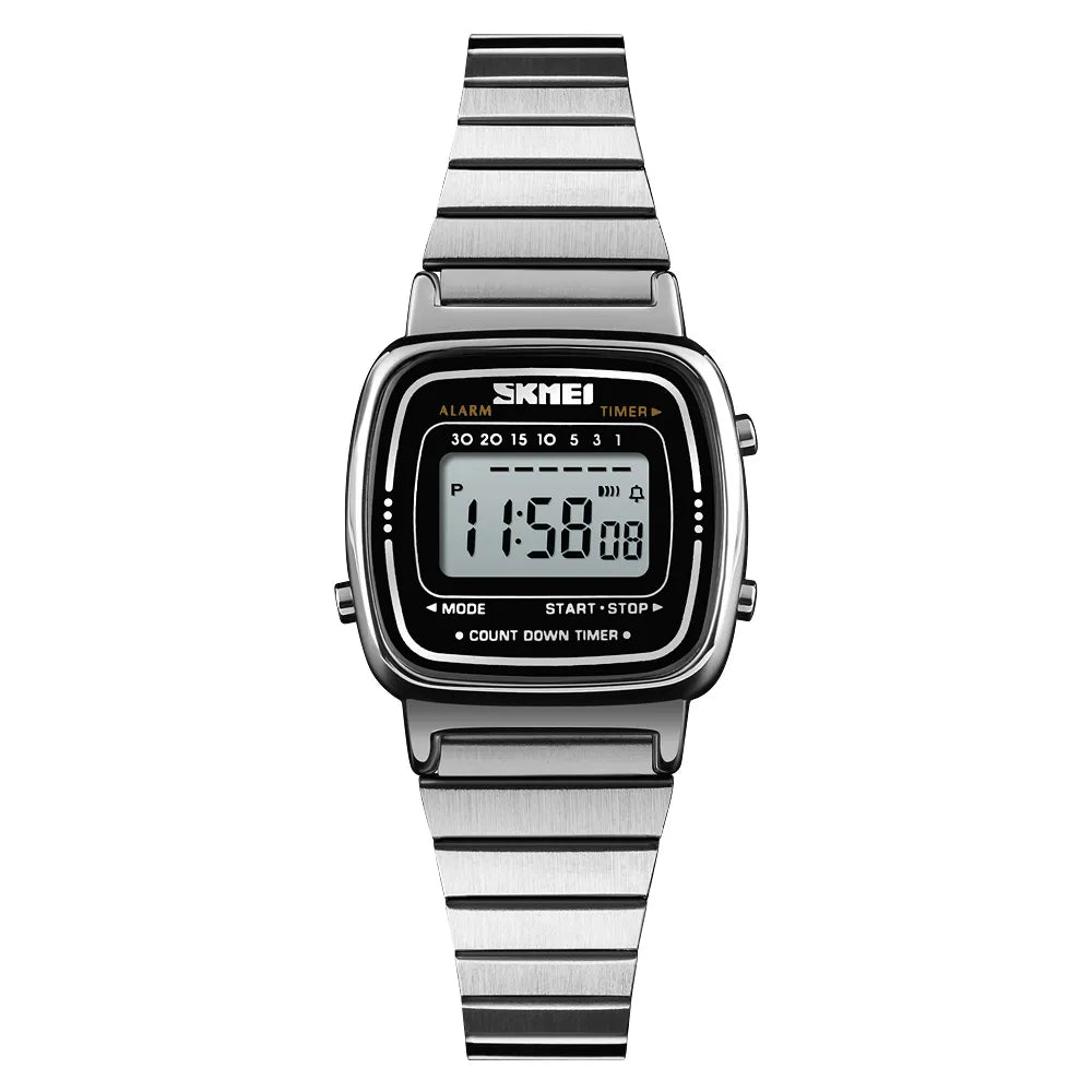 SKMEI 1901 Women Slim Retro Digital Watch - Silver-Steel