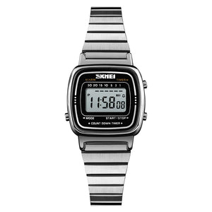 SKMEI 1901 Women Slim Retro Digital Watch - Silver-Steel