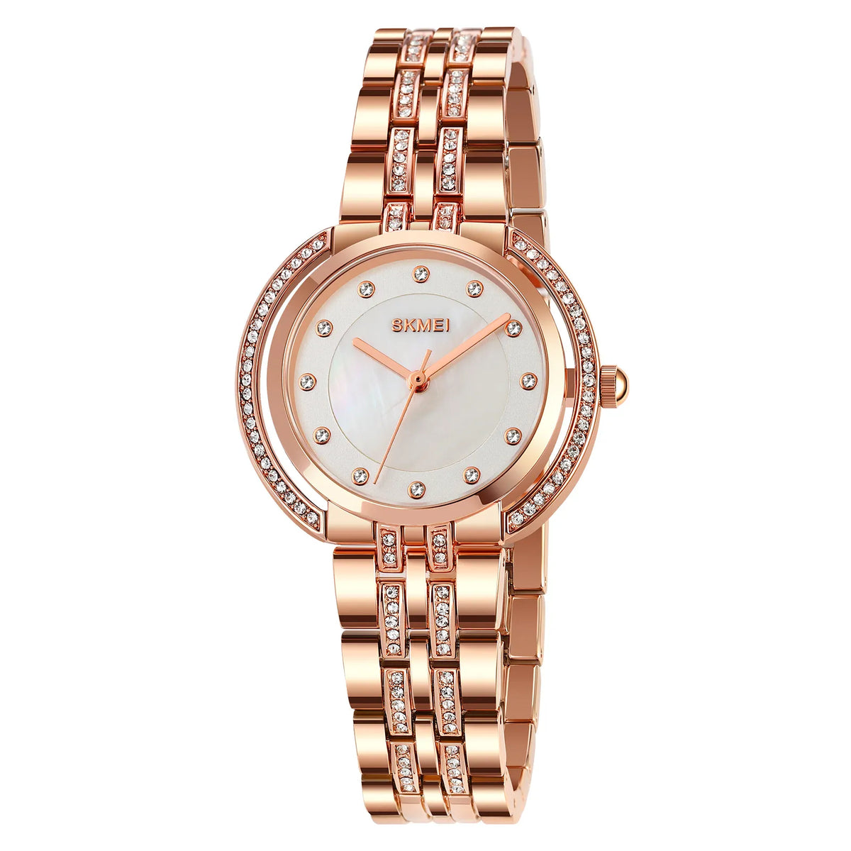 SKMEI 1979 Women Elegant Crystal-Studded Watch - RoseGold