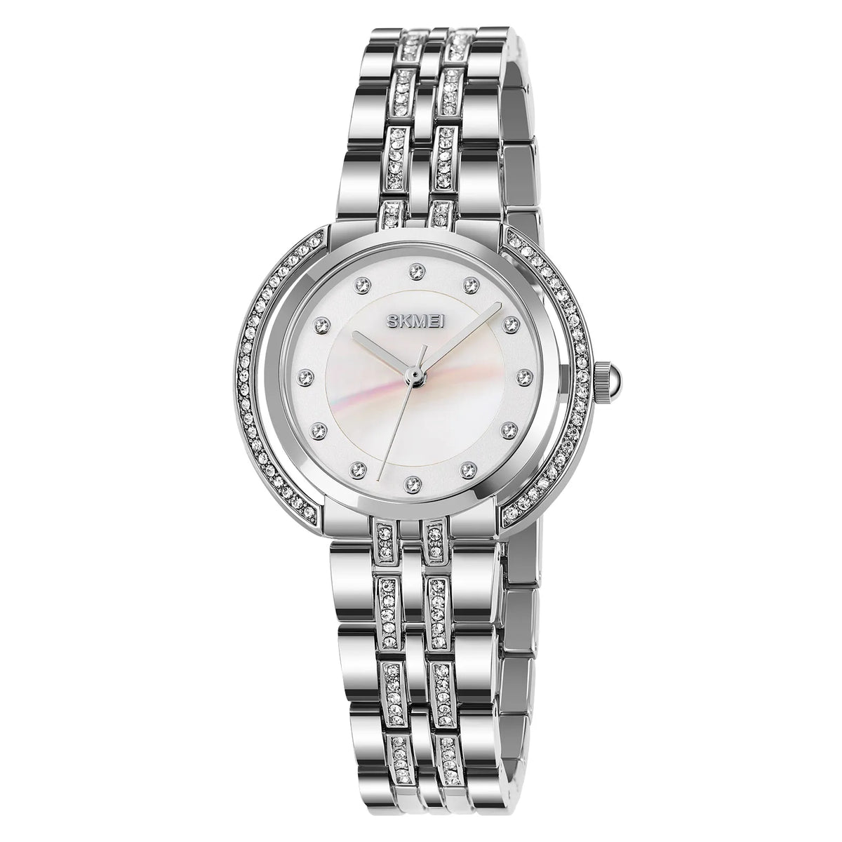 SKMEI 1979 Women Elegant Crystal-Studded Watch - Silver