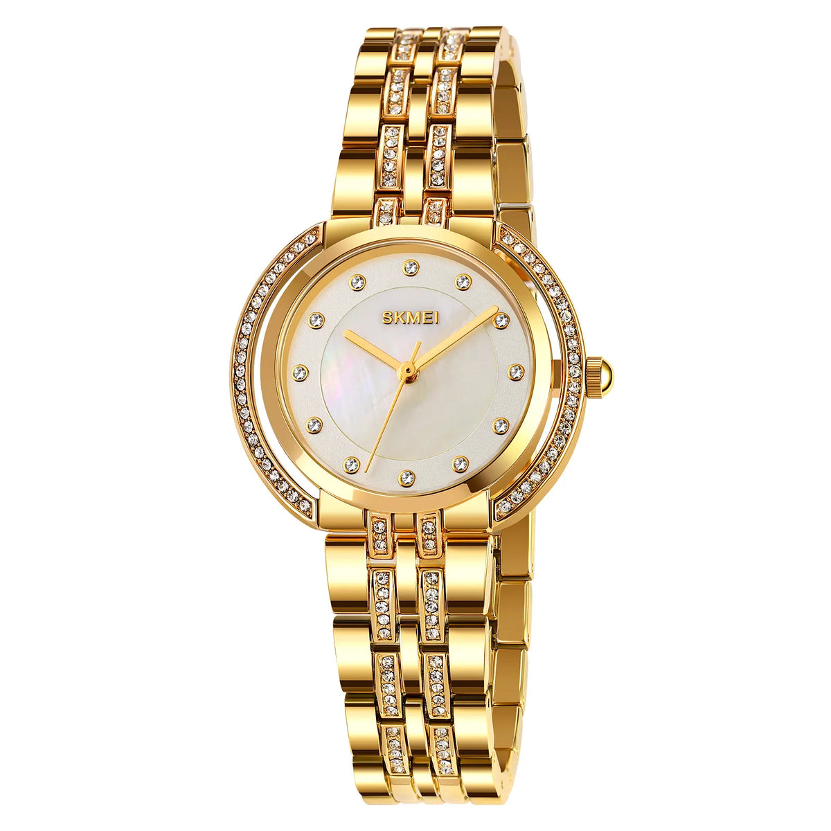 SKMEI 1979 Women Elegant Crystal-Studded Watch - Gold