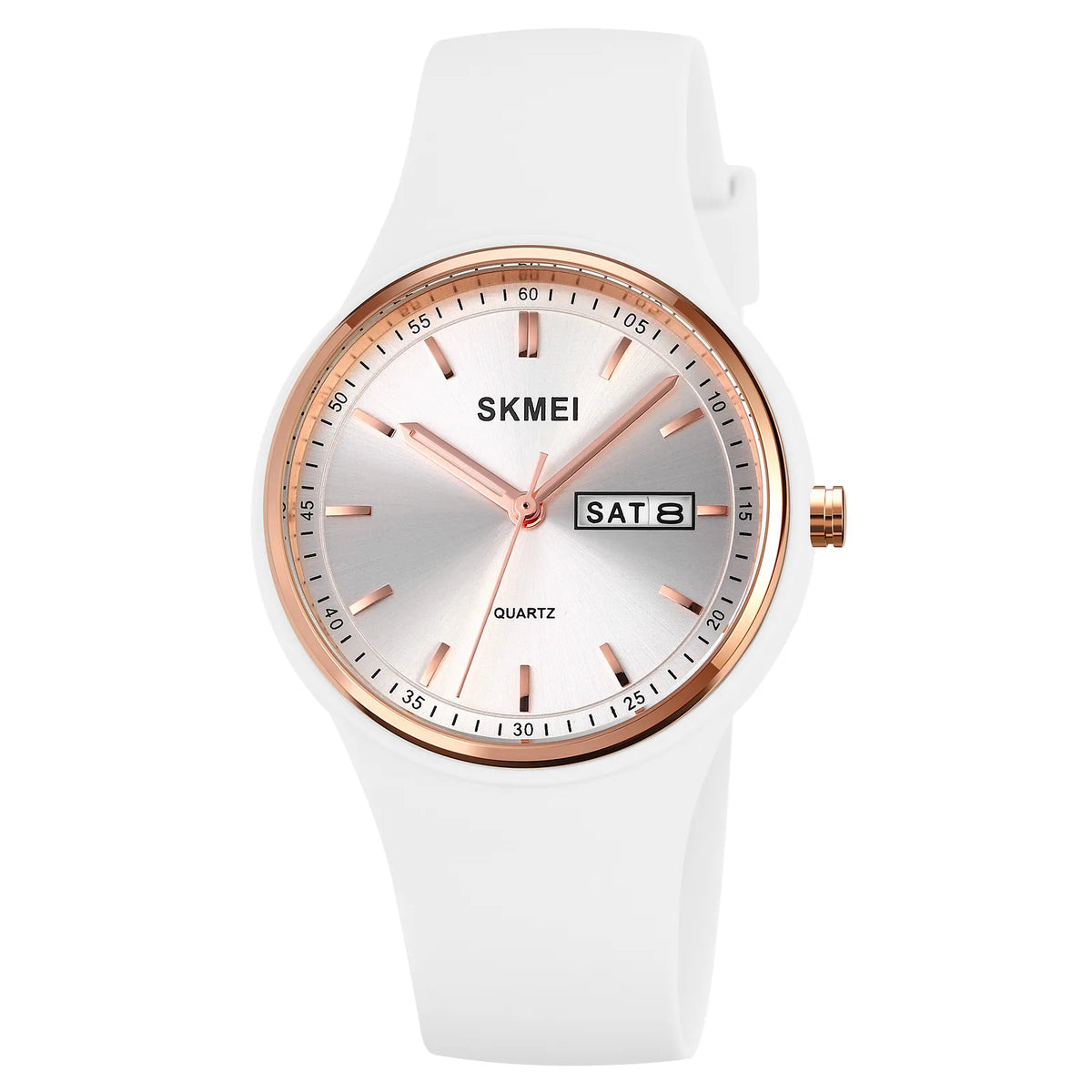 SKMEI 2057 Elegant Day & Date Quartz Watch - White