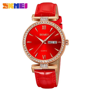 SKMEI 2090 Luxury Crystal Ladies Watch - Rosegold/Red