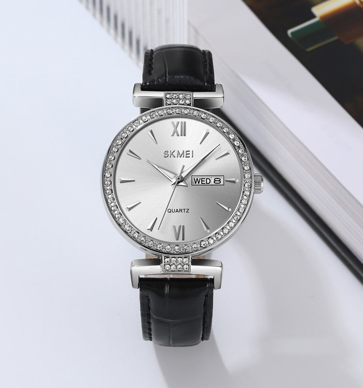 SKMEI 2090 Luxury Crystal Ladies Watch - Silver/Silver