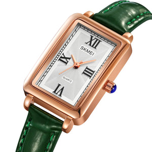 SKMEI 2171 Classic Rectangular Ladies Watch - Rosegold/Green