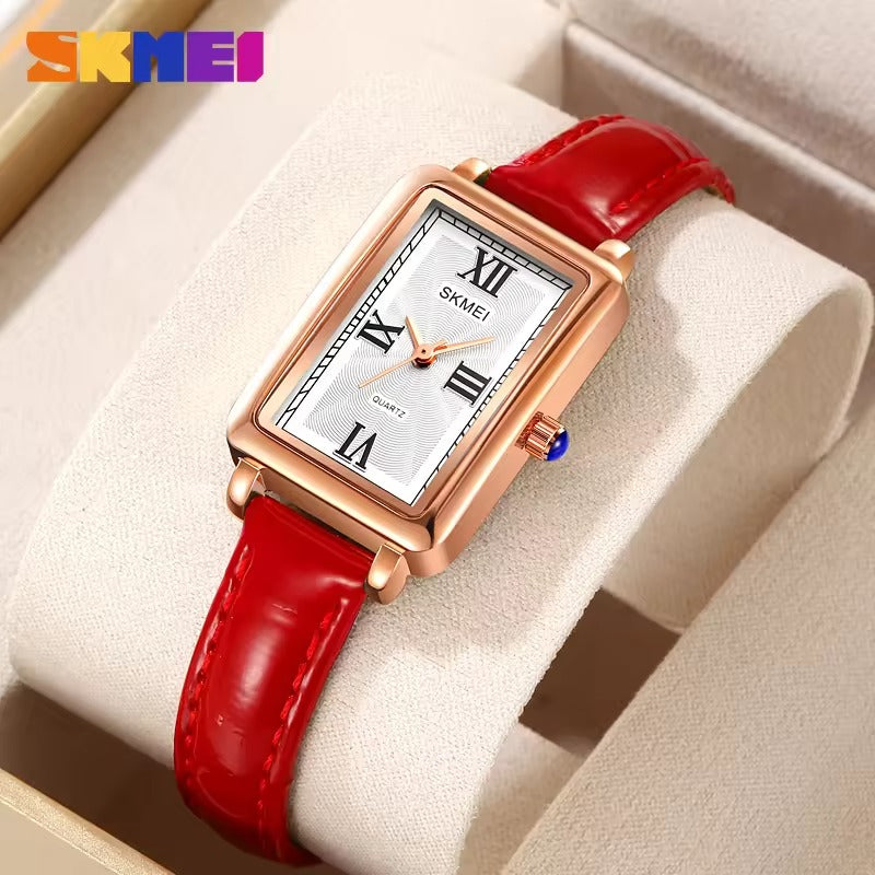 SKMEI 2171 Classic Rectangular Ladies Watch - Rosegold/Red