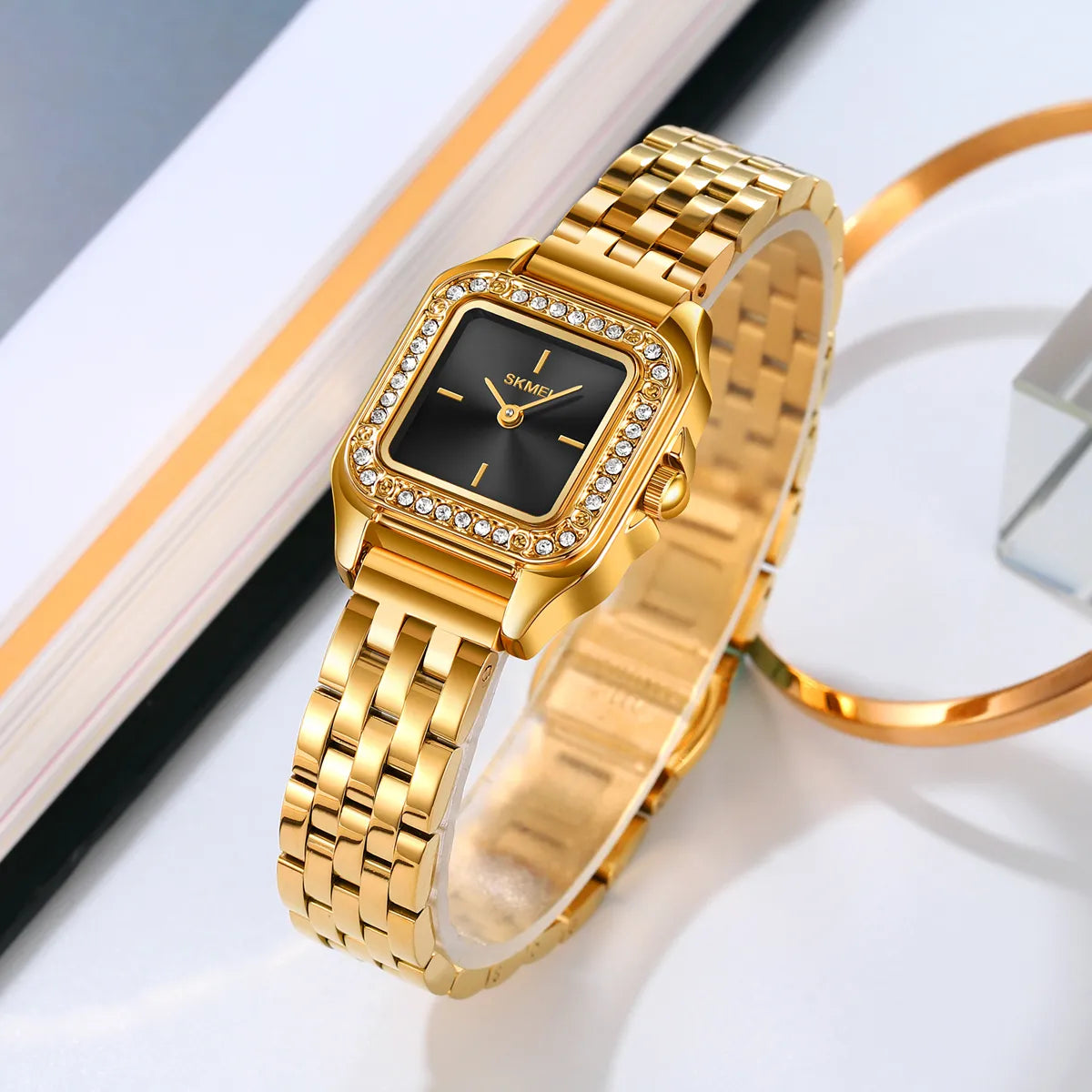 SKMEI 2181 Women Elegant Square Watch - Gold