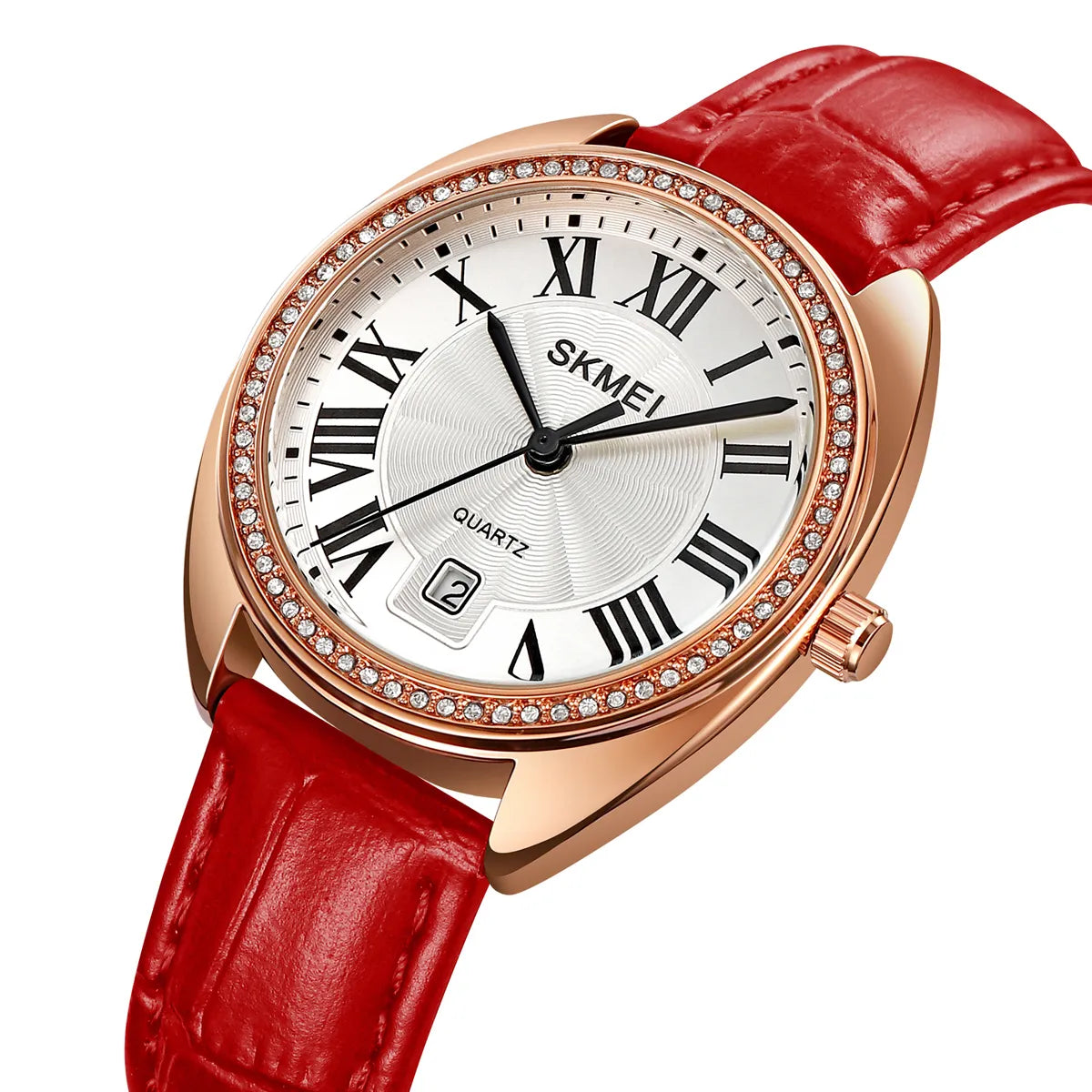 SKMEI 2183 Classic Roman Numeral Ladies Watch - Rosegold/Red
