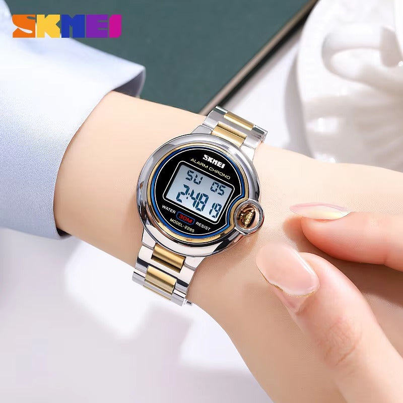 SKMEI 2285 Women Digital Watch - Silver/Gold