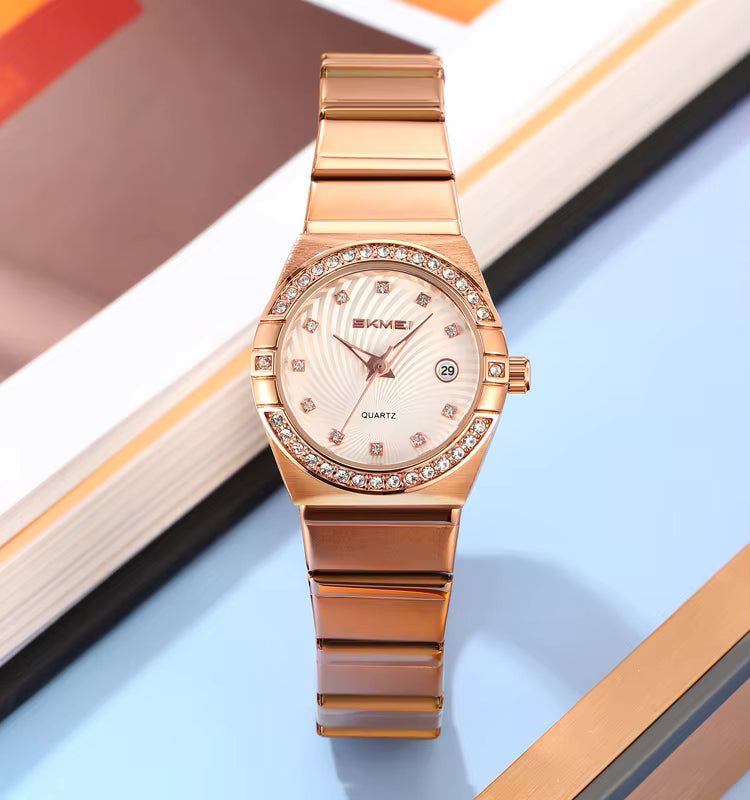 SKMEI 2342 Women Elegant Ladies Crystal Watch - RoseGold
