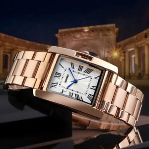 SKMEI - 1284 - Women Rectangle Dial Roman Numeric Index Watch - rose gold image 0