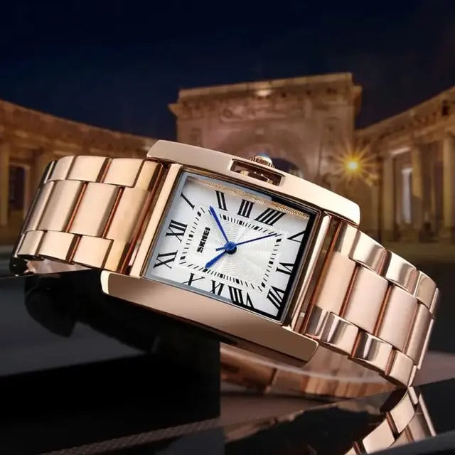 SKMEI - 1284 - Women Rectangle Dial Roman Numeric Index Watch - rose gold image 0