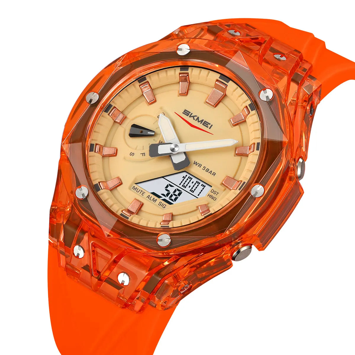 SKMEI 2411 Waterproof 50m & 50+ Timezone Watch - Orange