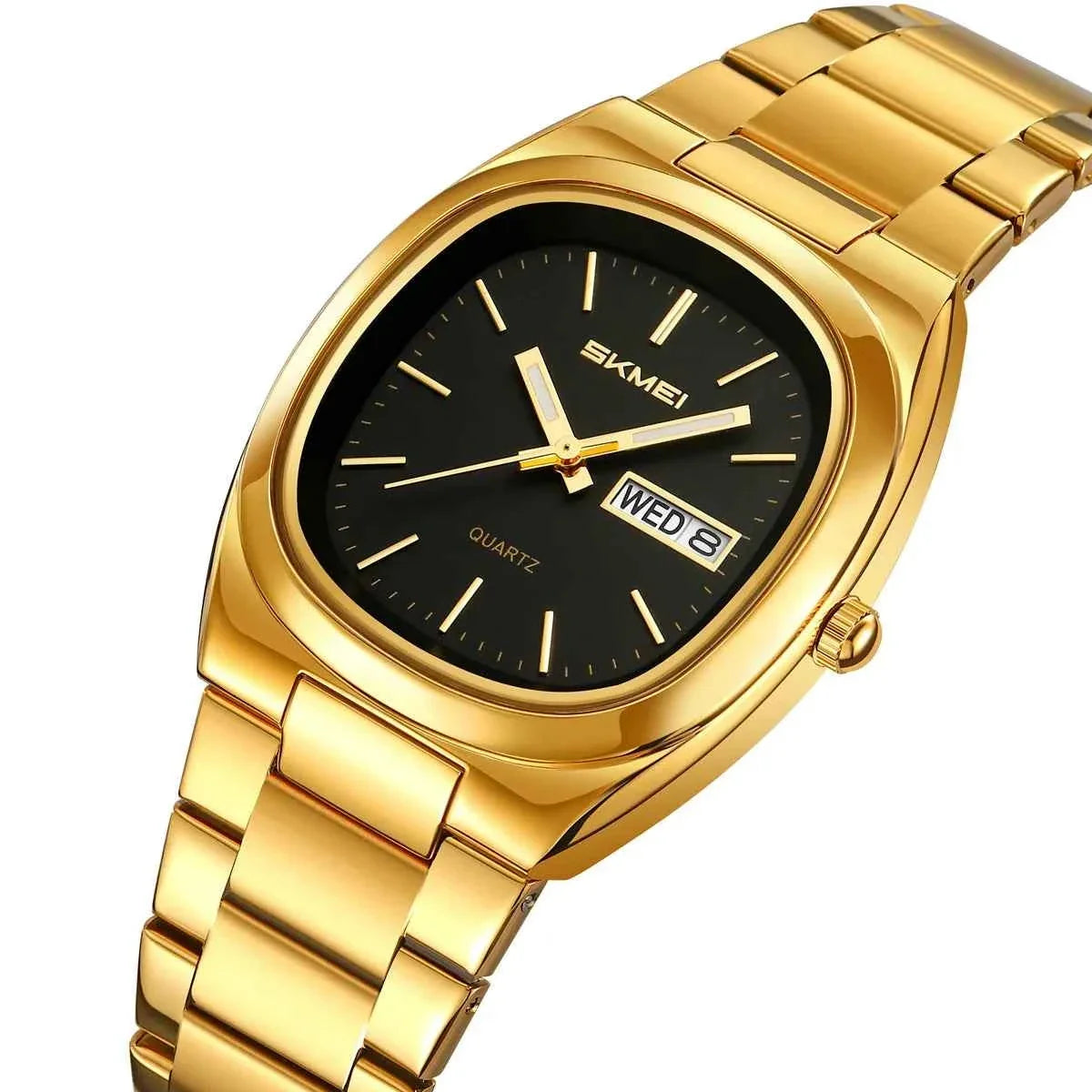 SKMEI 2420 Unisex Analog Quartz Day-Date Watch - Gold/Black