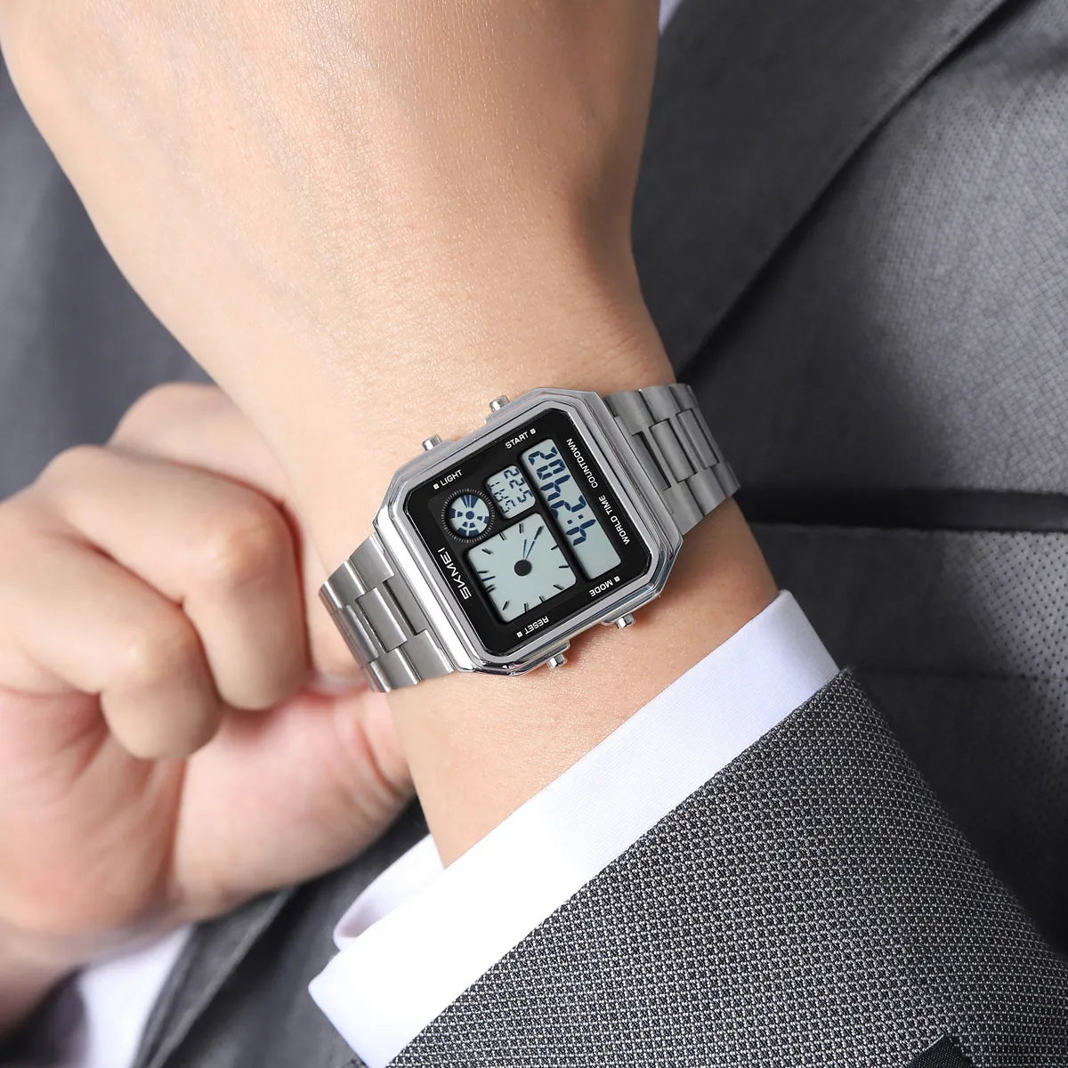 SKMEI 2451 Digital World Time Watch - Silver